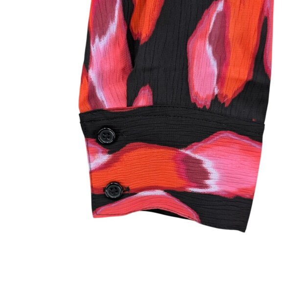 SCOOP Midi Shirt Dress Multicolor Long Sleeve Ruched Button Front Size L - Picture 12 of 12